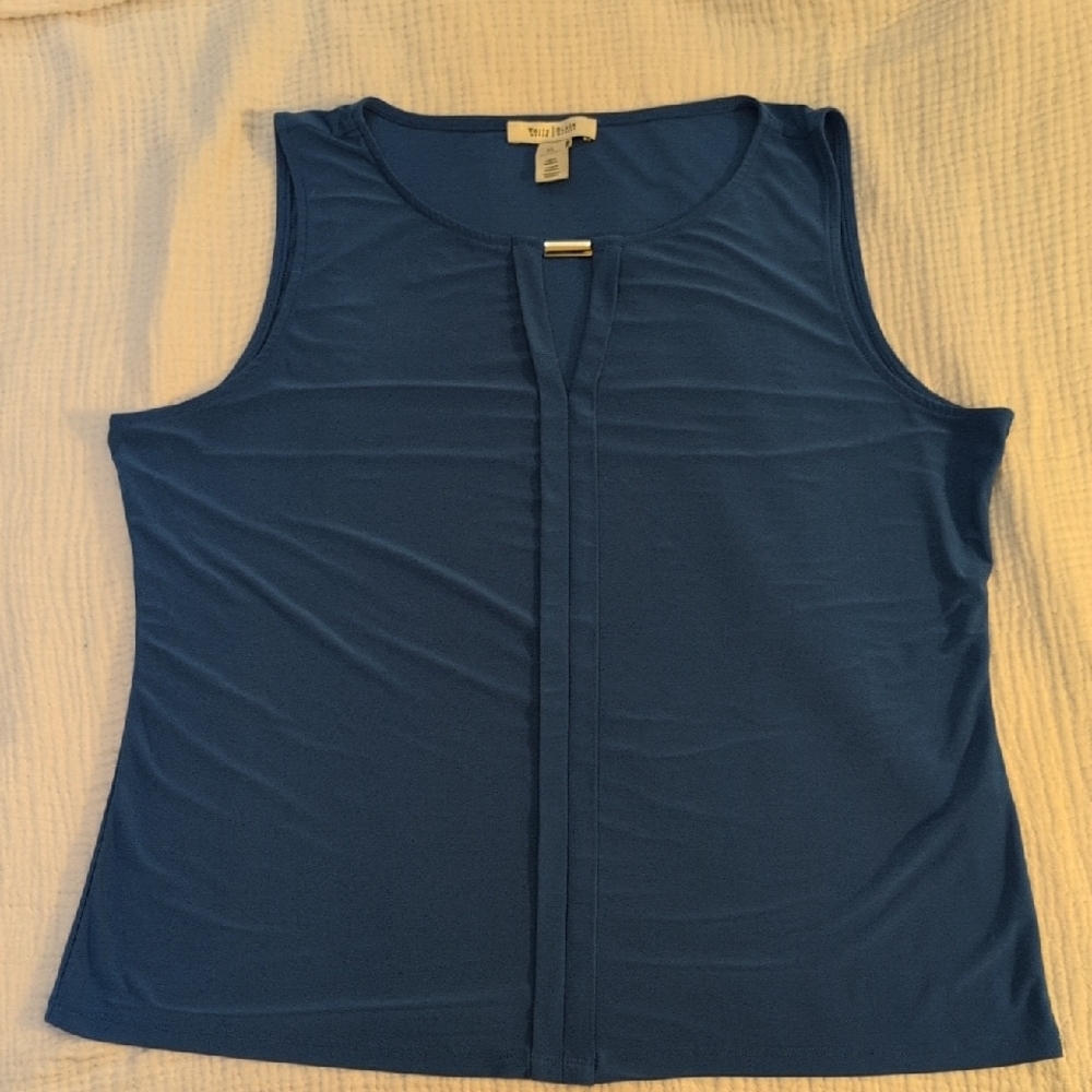 White House Black Market Blue Fitted Sleeveless Tank Top